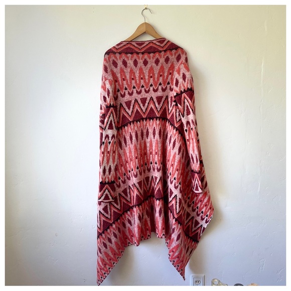 Anthropologie Sleeping On Snow Red Wool Long Open Front Waterfall Cardigan XS - Picture 5 of 6